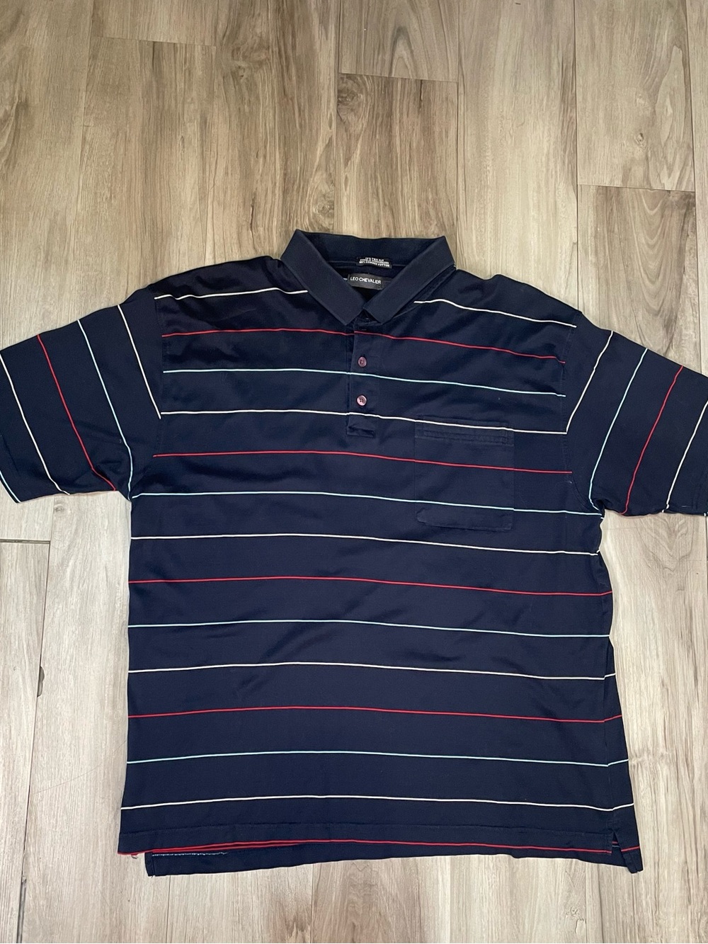 Baggy Navy Striped Polo Shirt